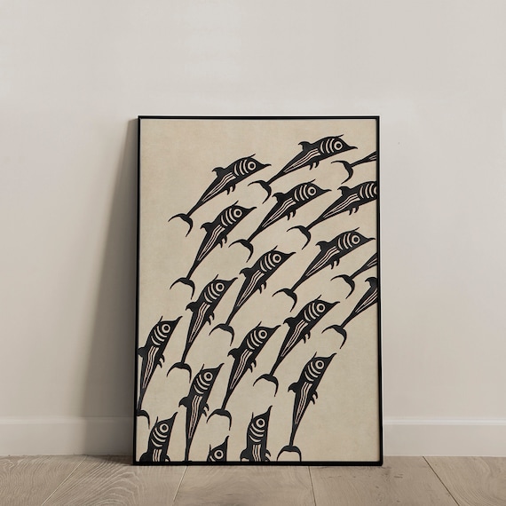 Greek Art Dolphin Poster Fish Wall Art Nautical Wall Decor Minimalist Greek Art Mediterranean Art Fish Wall Decor Ancient Greek Art Design