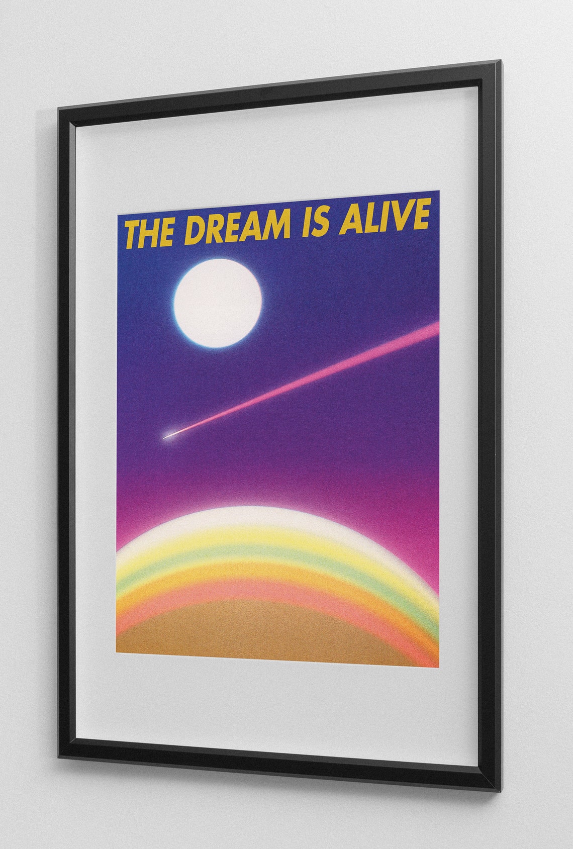 The Dream Is Alive Retro Sunset Moon Laser Beam Motivational Poster - Image 2