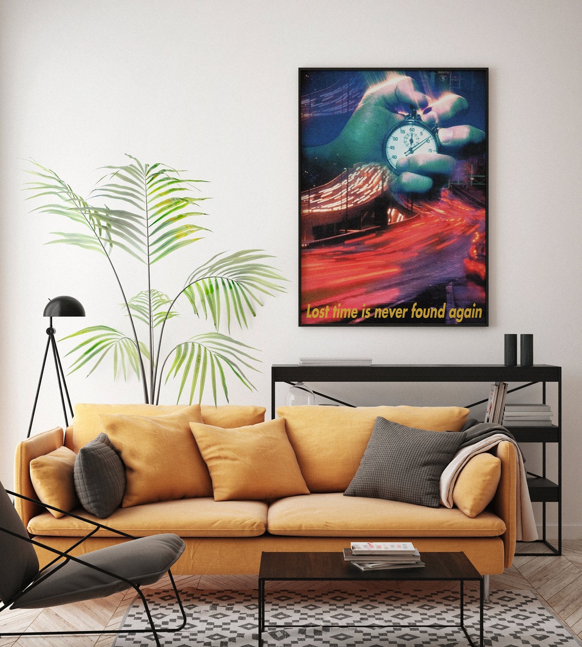 Lost Time Is Never Found Again Stopwatch Highway Quote Poster - Image 7