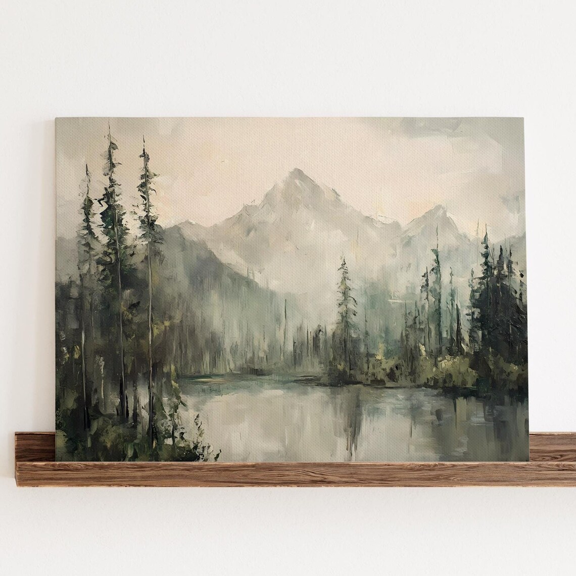 Forest Lake Landscape Art Print, Rustic Nature Decor