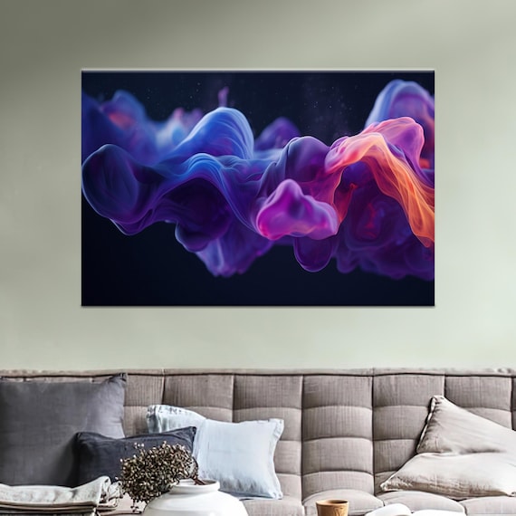 Abstract Canvas Wall Art Painting Modern Colorful Artwork Purple And Orange Swirl Print Contemporary Home Decor For Living Room