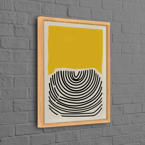 Living Room Wall Art Abstract Canvas Minimal Modern Hangings Black And Yellow Personalized Gift Home Decor