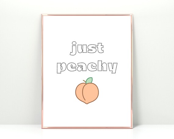 Just Peachy Outline Typography Cute Peach Minimalist Wall Art