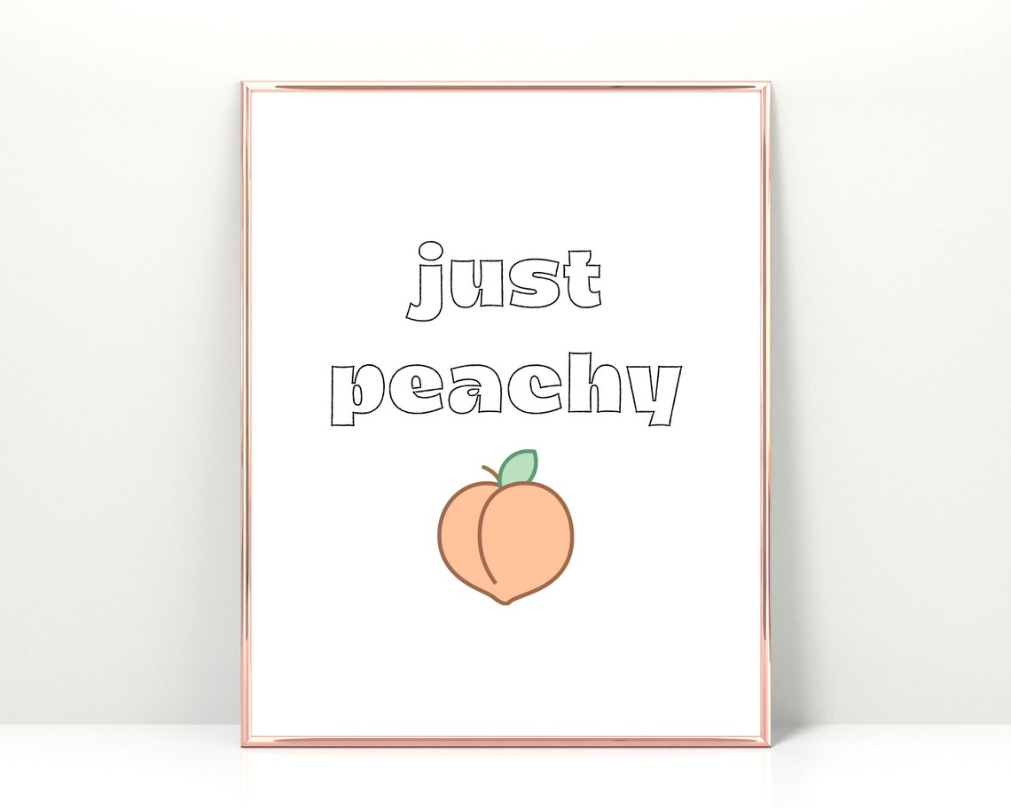 Just Peachy Outline Typography Cute Peach Minimalist Wall Art
