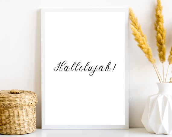 Hallelujah Script Typography Minimalist Christian Quote Poster