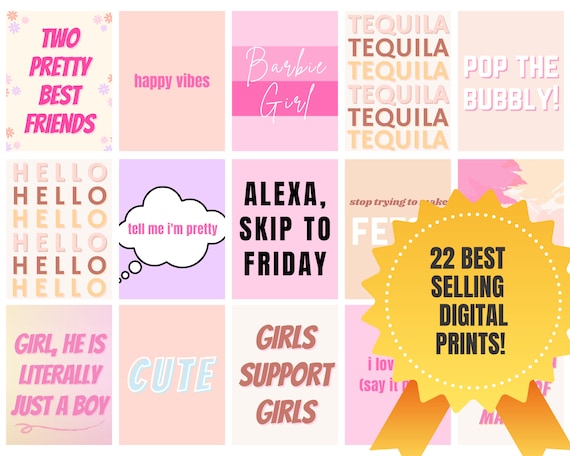 22 Best Selling Pink Digital Prints Set Girls Teen Dorm Decor Poster