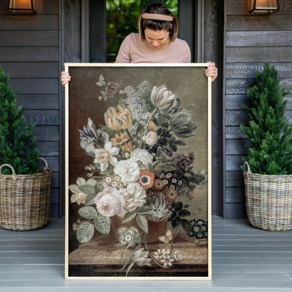 Botanical Still Life, Oil-Painting Style Art Print