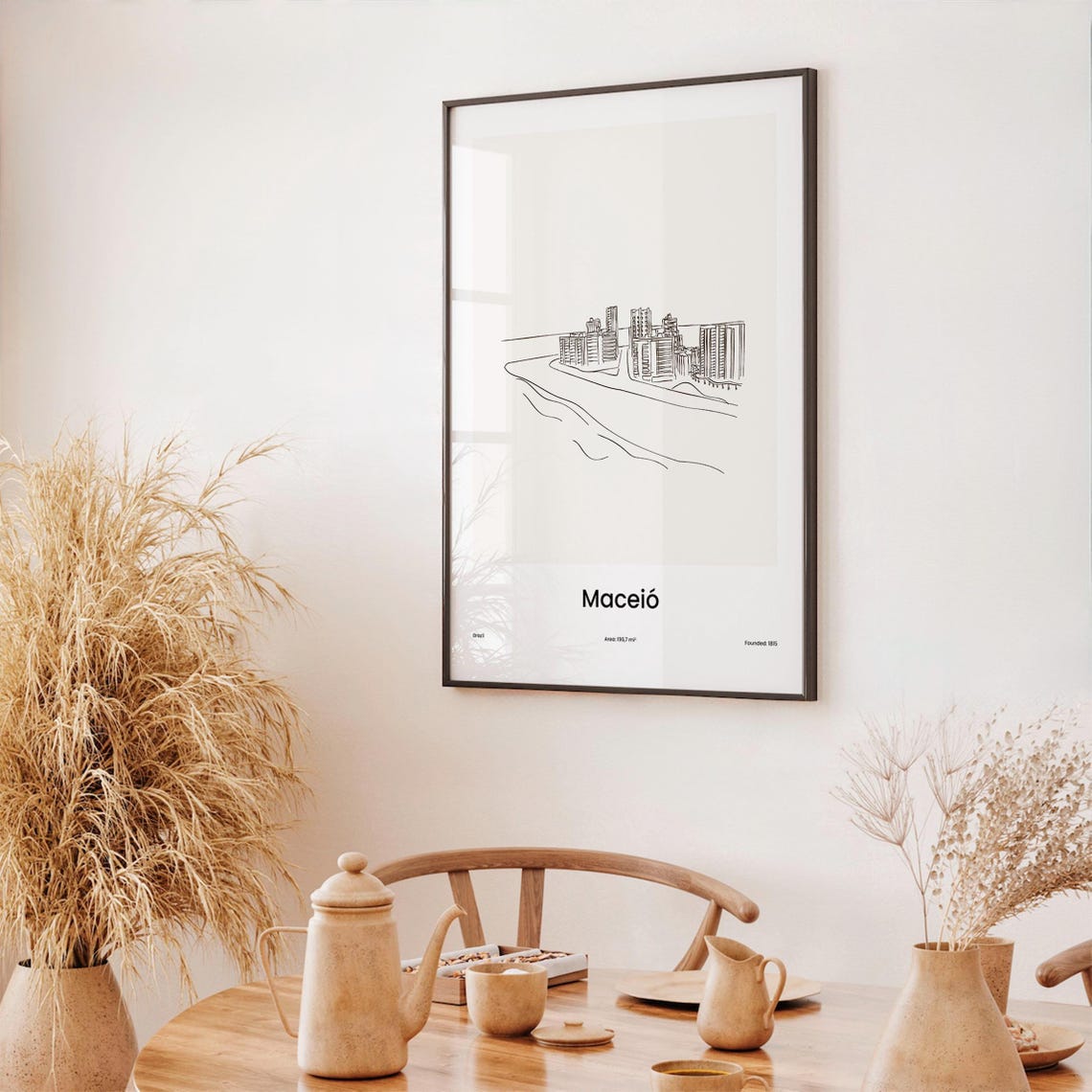 Maceió Brazil Beachfront Towers Minimalist Line Drawing Poster - Image 3