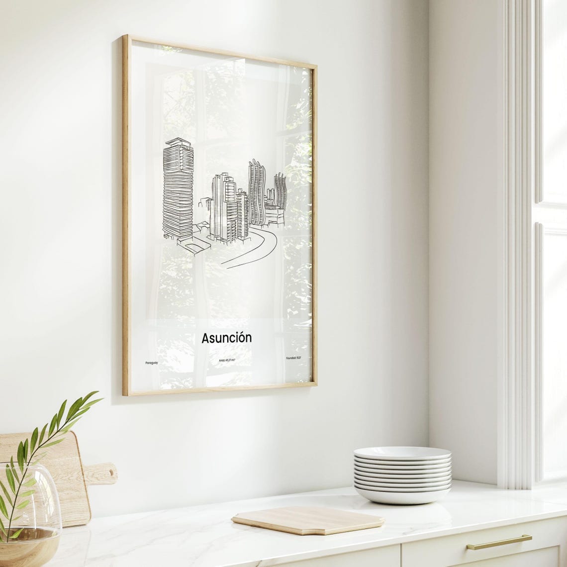 Asunción Paraguay High Rise Skyline Minimalist Line Drawing Poster - Image 6