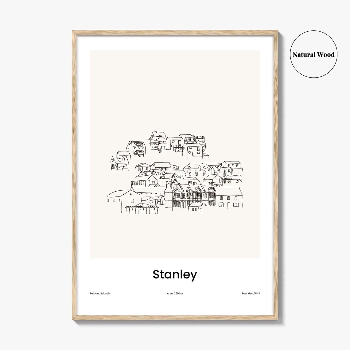 Stanley Falkland Islands Minimalist Line Drawing Town Poster - Image 2