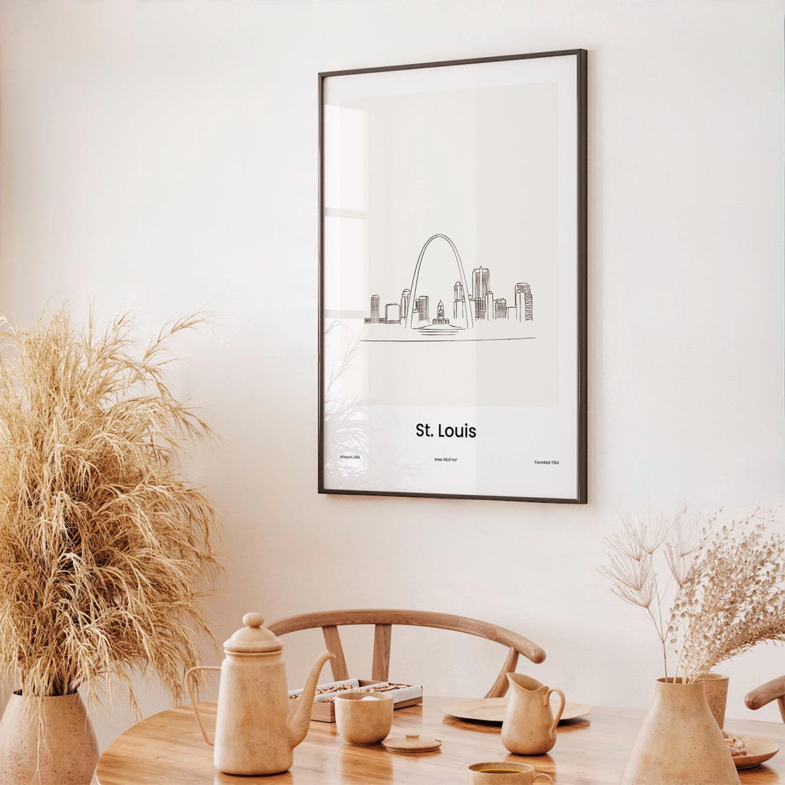 St. Louis Gateway Arch Skyline One Line Minimalist Drawing Poster - Image 3
