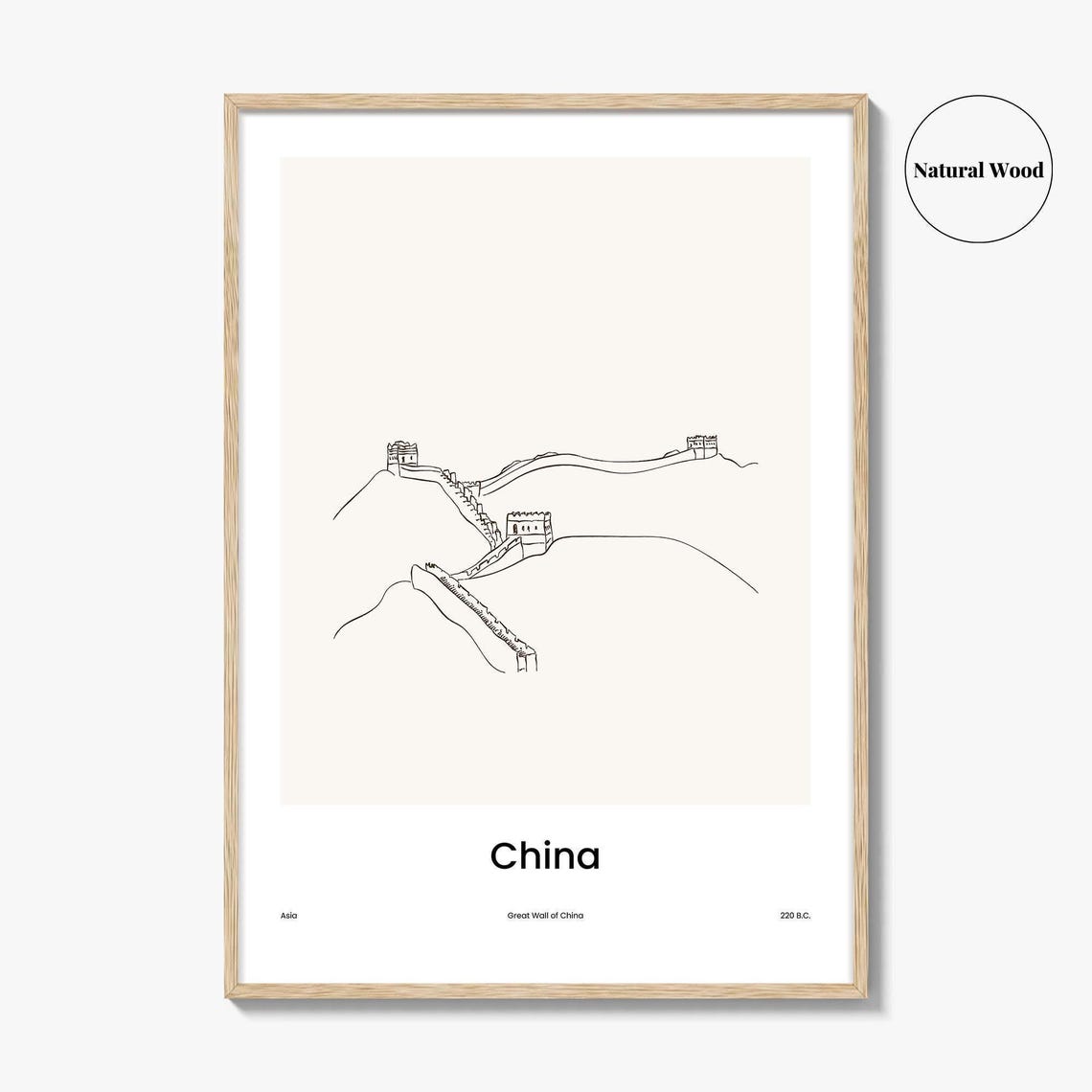 Great Wall of China Minimalist Line Drawing Landscape Poster - Image 2