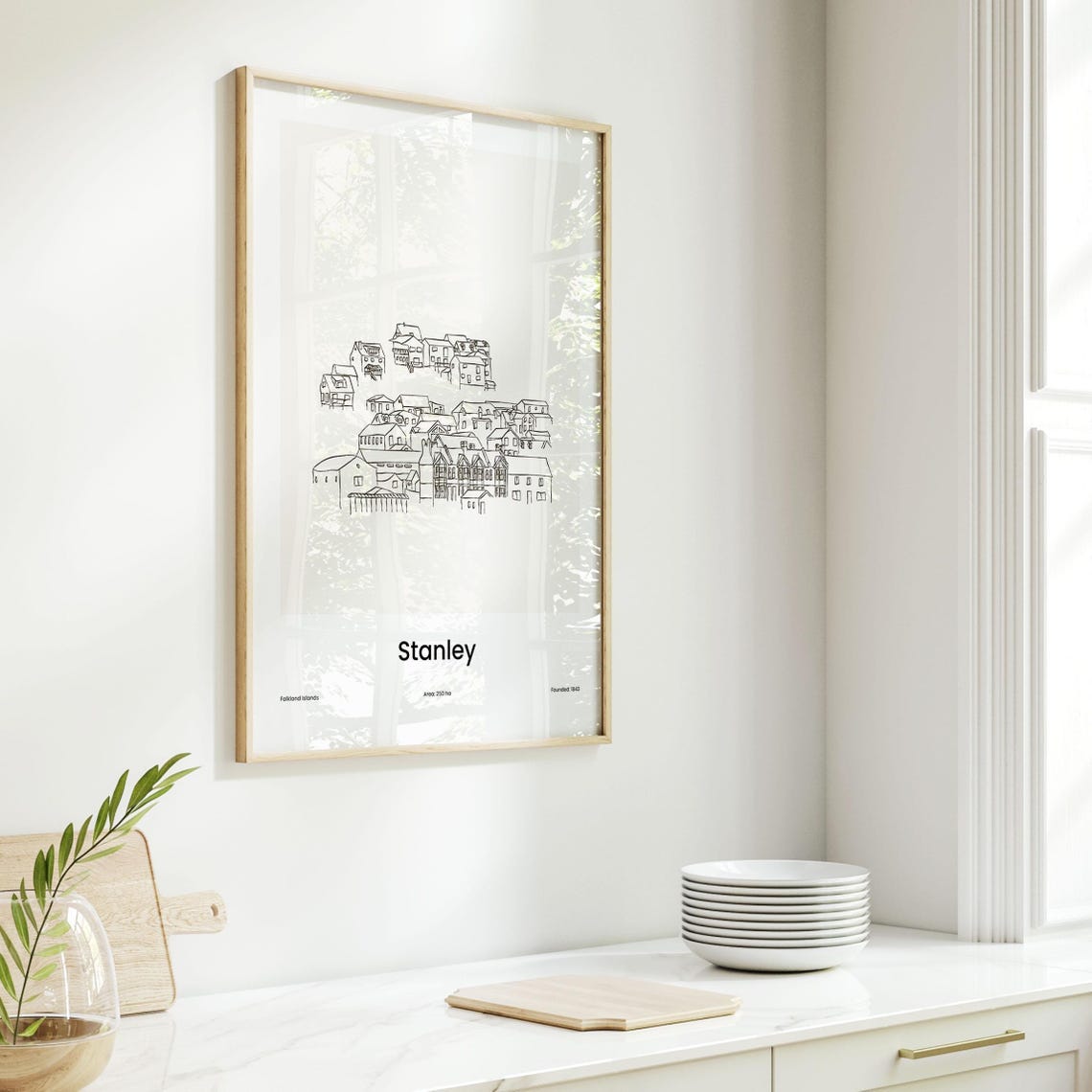 Stanley Falkland Islands Minimalist Line Drawing Town Poster - Image 6