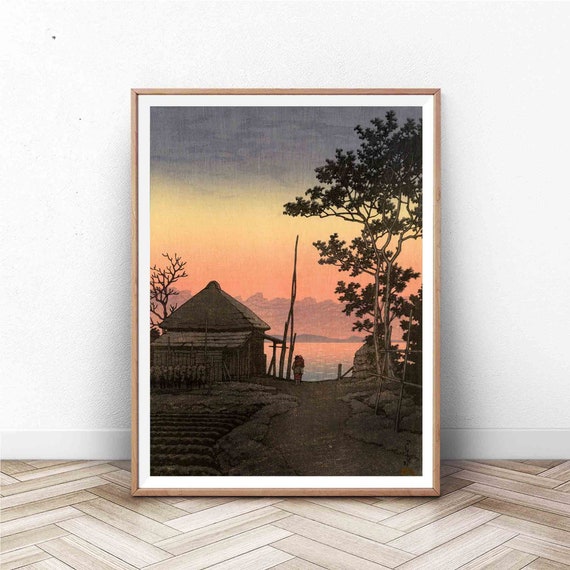 Japan Art Print Wood Block Poster Home Decor Japanese Vintage Japan At Sunset