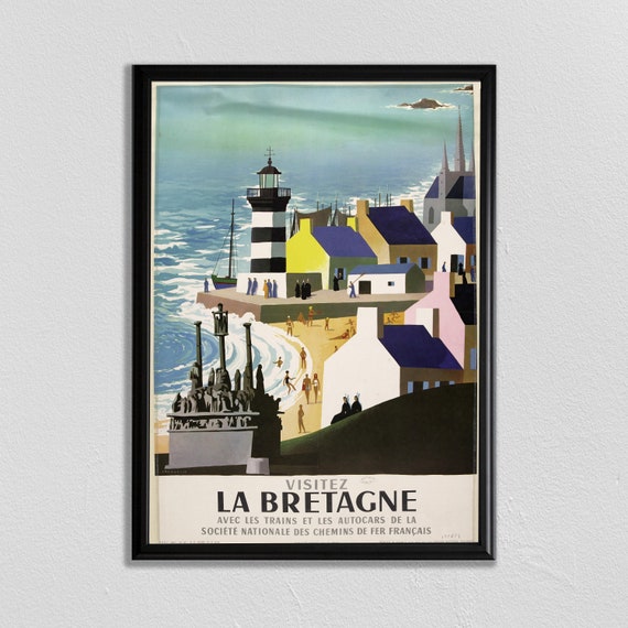 La Bretagne Paris Vintage Travel Poster, France