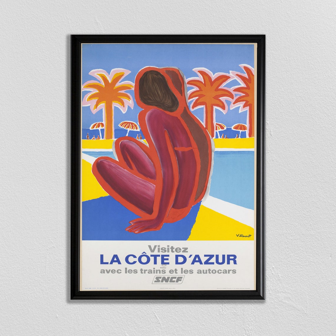 Vintage Travel Beach Wall Art French Riviera Print Cote Dazur Poster France Print Southern France Art Paris Wall Art Affiche