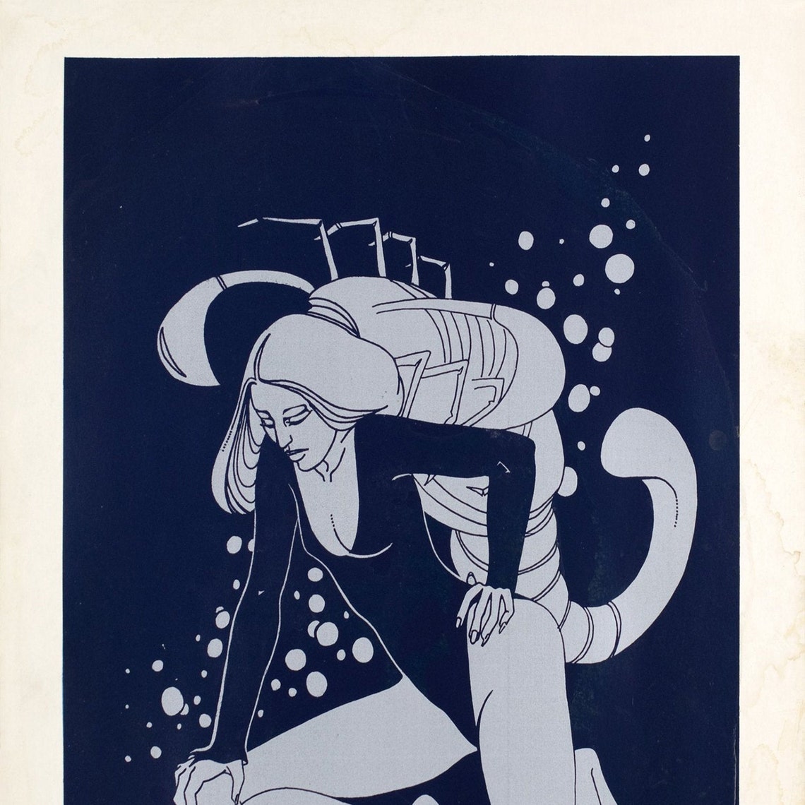 Scorpio Zodiac Sign Woman Silver Line Art Navy Astrology Wall Poster - Image 2