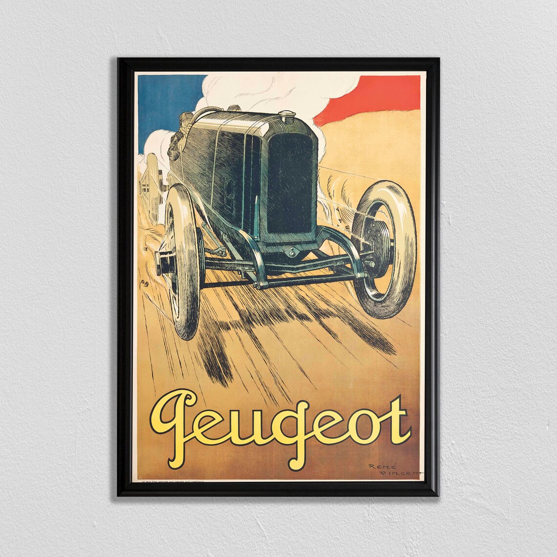 Peugeot Vintage Racing Car Speed Art Deco Automotive Art Poster