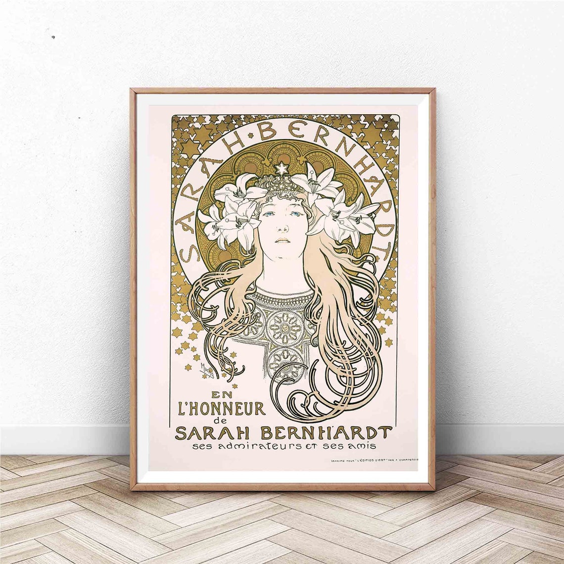 Mucha Sarah Bernhardt Gold Lilies Art Nouveau Theater Icon Poster