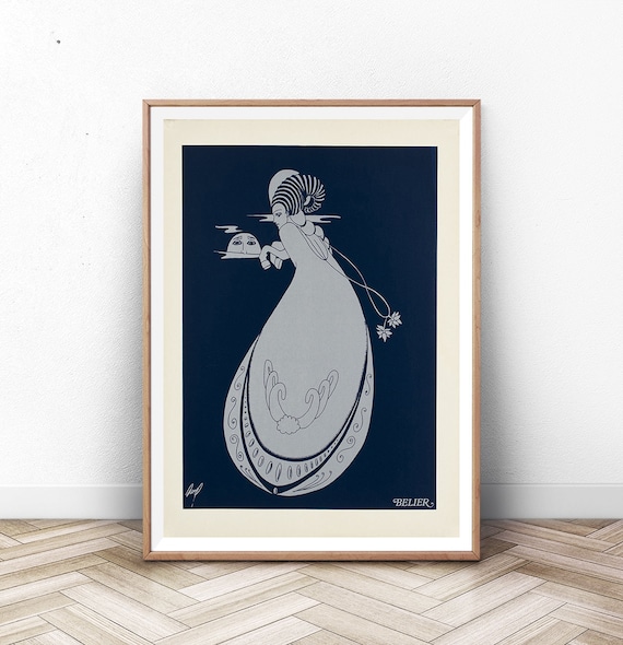 Vintage Aries Belier Zodiac Ram Horn Art Deco Star Sign Poster