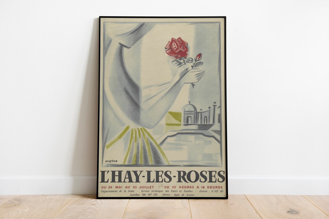 L'Hay-les-Roses Rose Festival Vintage French Botanical Art Poster