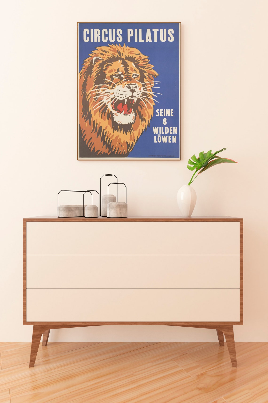 Circus Pilatus Roaring Lion Vintage Swiss Circus Eight Lions Poster - Image 2