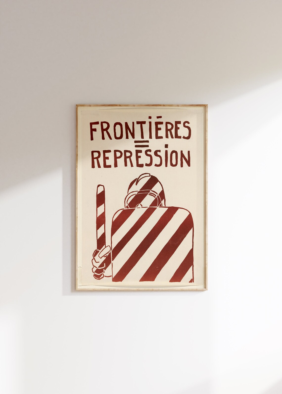 Frontieres Repression French Stencil Riot Police Shield Protest Art Poster
