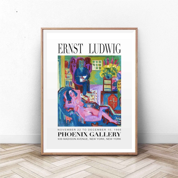 Ernst Ludwig Phoenix Gallery 1966 Colorful Interior Portrait Exhibition Poster