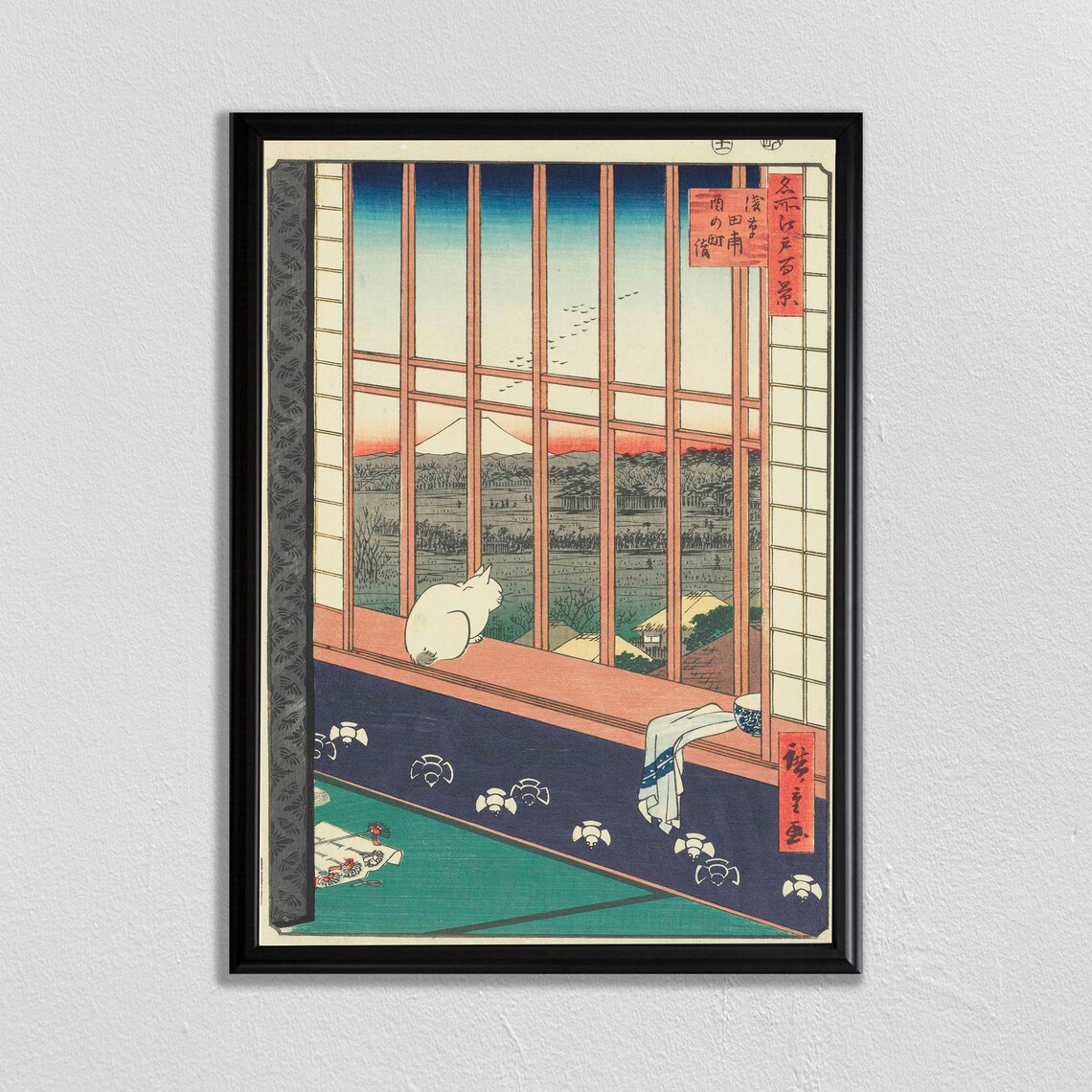 Cat Print Japan Wood Block, Japanese Art Print