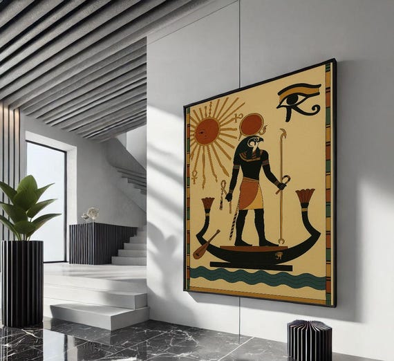 Ancient Egyptian God Ra Canvas Wall Art Print Bold Living Room Decor Statement Piece