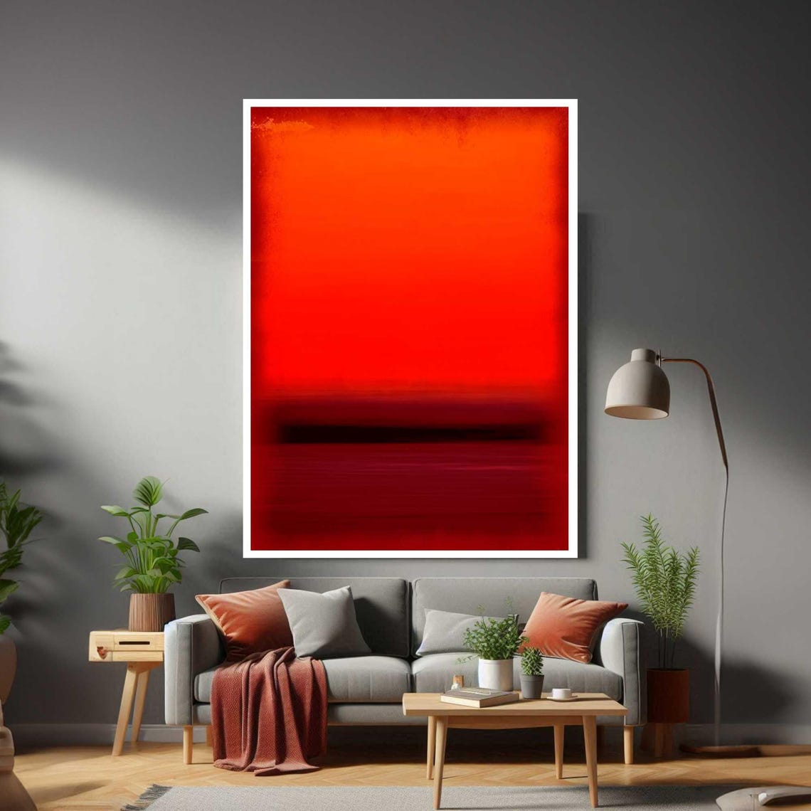 Red Abstract Glowing Gradient Sunset Hues Rothko Style Modern Print