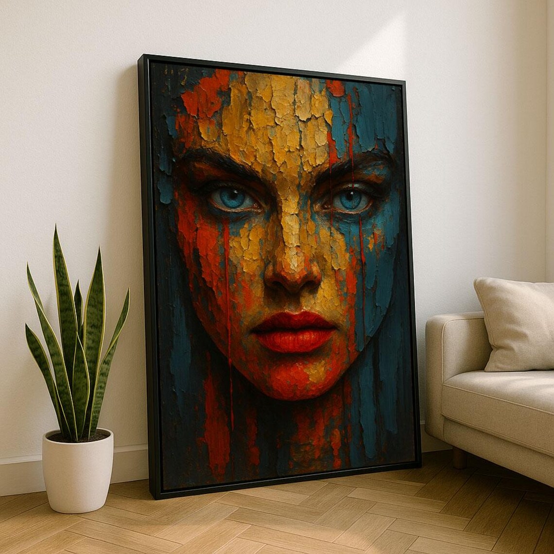 Bold Woman Portrait Abstract Canvas Wall Art Print Vibrant Living Room Decor Statement Piece