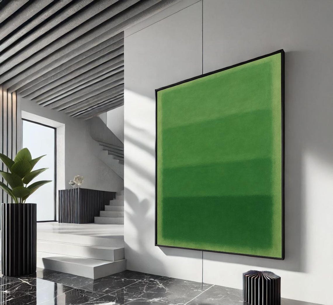 Large Rothko Style Color Field Bold Emerald Green Minimal Poster