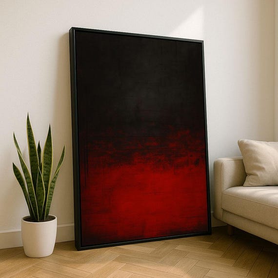 Bold Red Rothko Style Color Field Canvas Wall Art Print Modern Living Room Decor Statement Piece