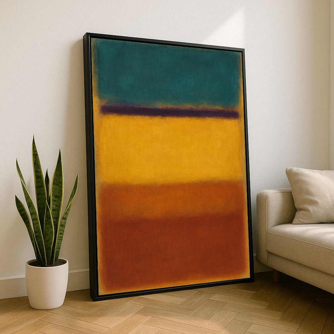 Teal Gold And Burnt Orange Rothko Style Color Field Art Poster