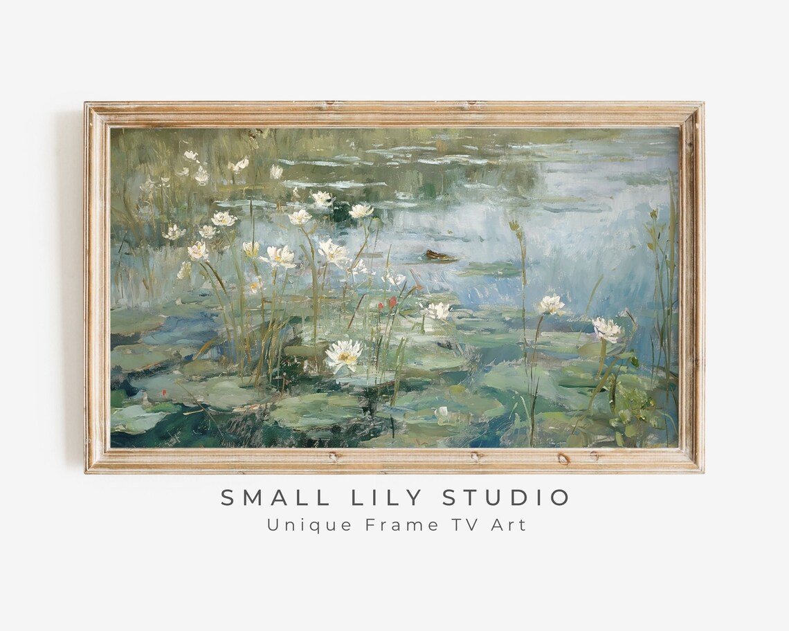 Lily Pond Summer Vintage Floral Art Print