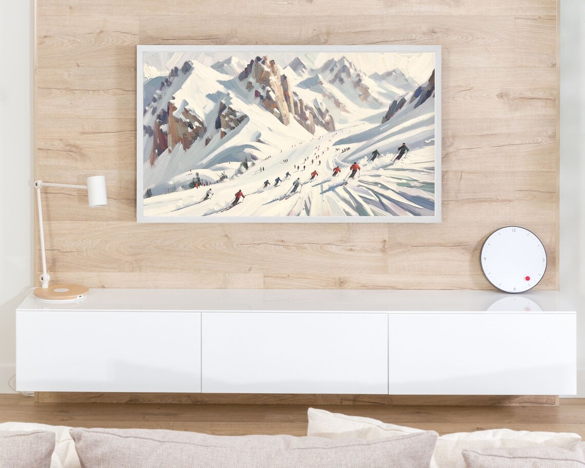 Ski Holiday in Snow, Vintage Style Travel Poster - Image 2