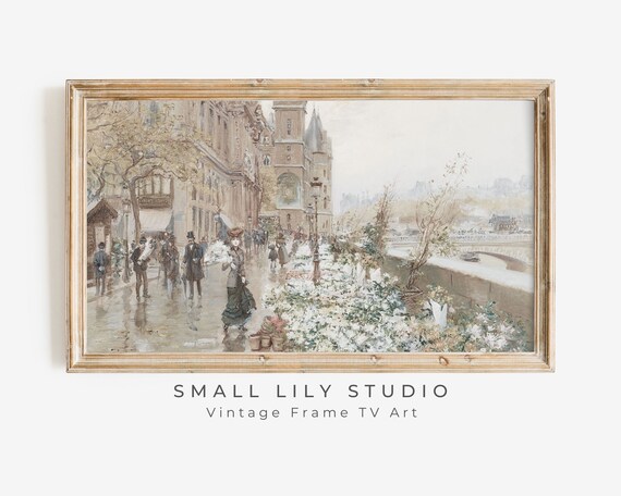 Paris Flower Market Vintage City Street Art Print