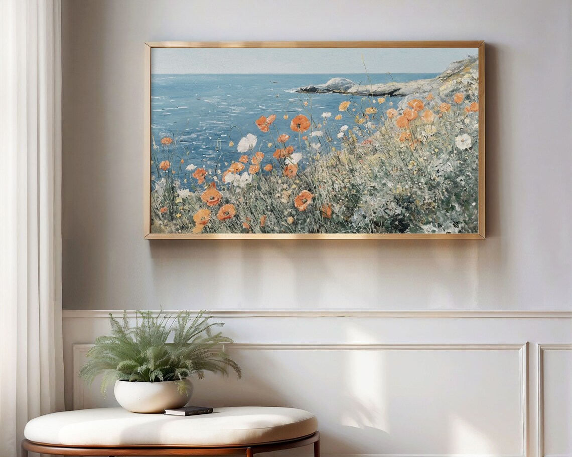 Wildflowers By The Sea Art Print, Coastal Flowers - Image 3