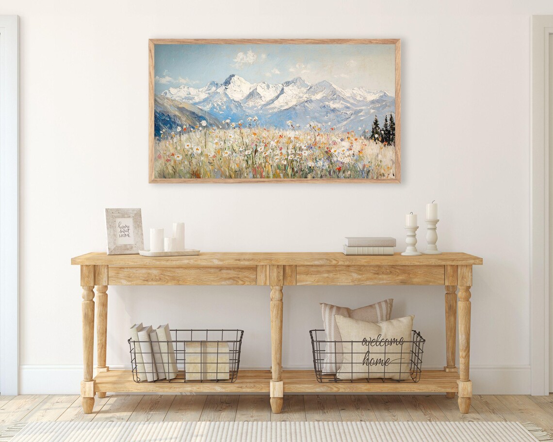 Winter Wildflowers Swiss Alps Vintage Style Art Print - Image 3