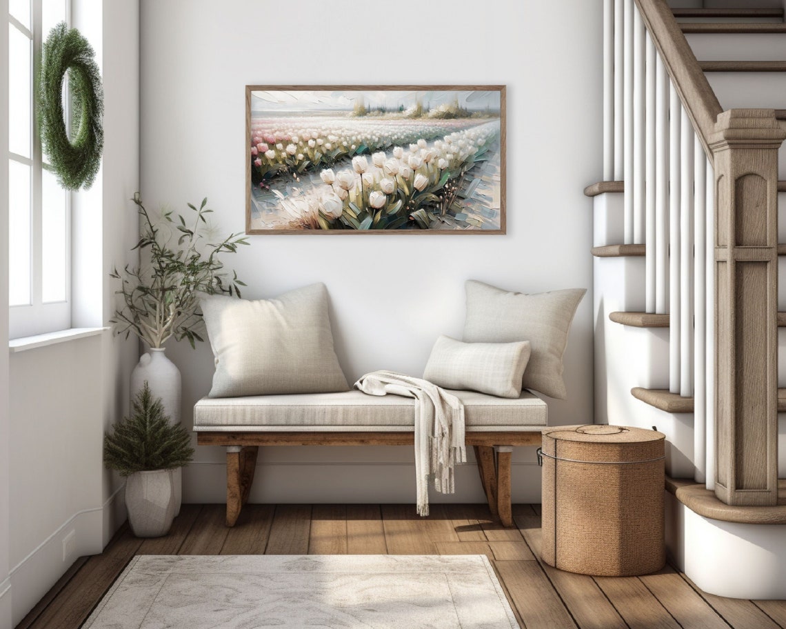 Set Of Four Dutch Tulip Windmill Landscape Paintings Bundle Wall Art - Image 3