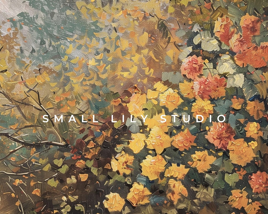Yellow And Orange Blossoms On Branches Impressionist Painting Poster - Image 4