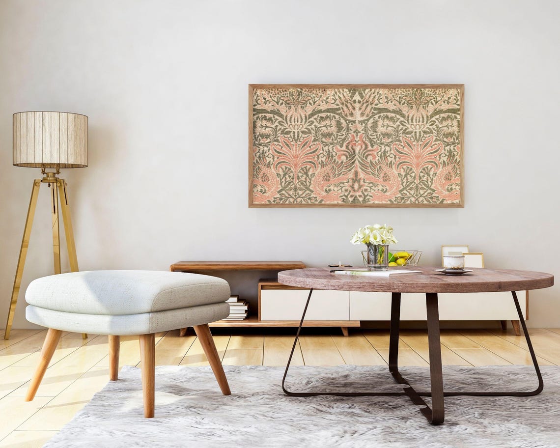 William Morris Style Dragon Tapestry Vintage Floral Textile Art Poster - Image 3