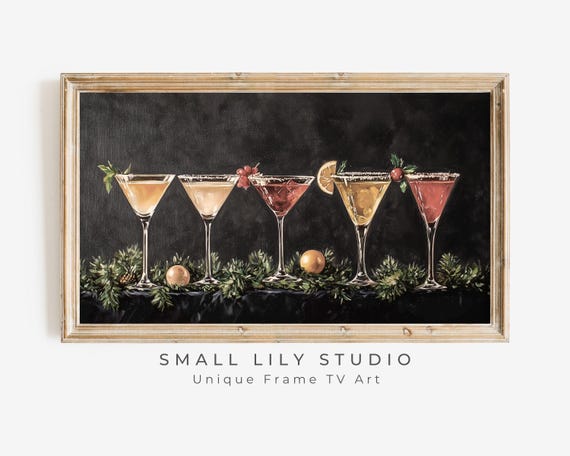 Frame Tv Art New Years Colorful Cocktails Nye Party Tv Screensaver Frame Tv Art Cute Retro Vintage Style Painting Black Tv582