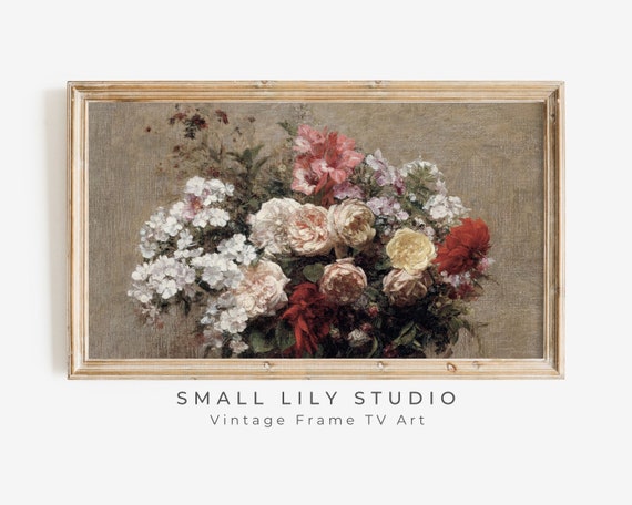 Frame Tv Art Vintage Floral Still Life Painting Frame Tv Art Mothers Day Flower Bouquet Rustic Farmhouse Floral Tv Art Tv251