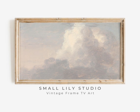Frame Tv Art Pink Clouds Vintage Painting Relaxing Clouds Tv Picture Antique Frame Tv Moody Sky Tv Artwork Tv19
