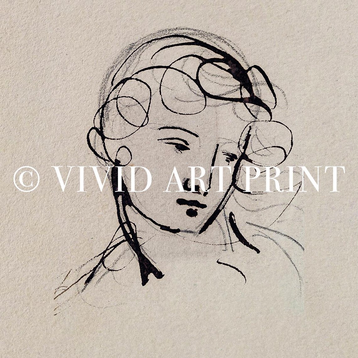 Minimalist Ink Portrait Sketch of a Woman Vintage Contour Art Poster - Image 4
