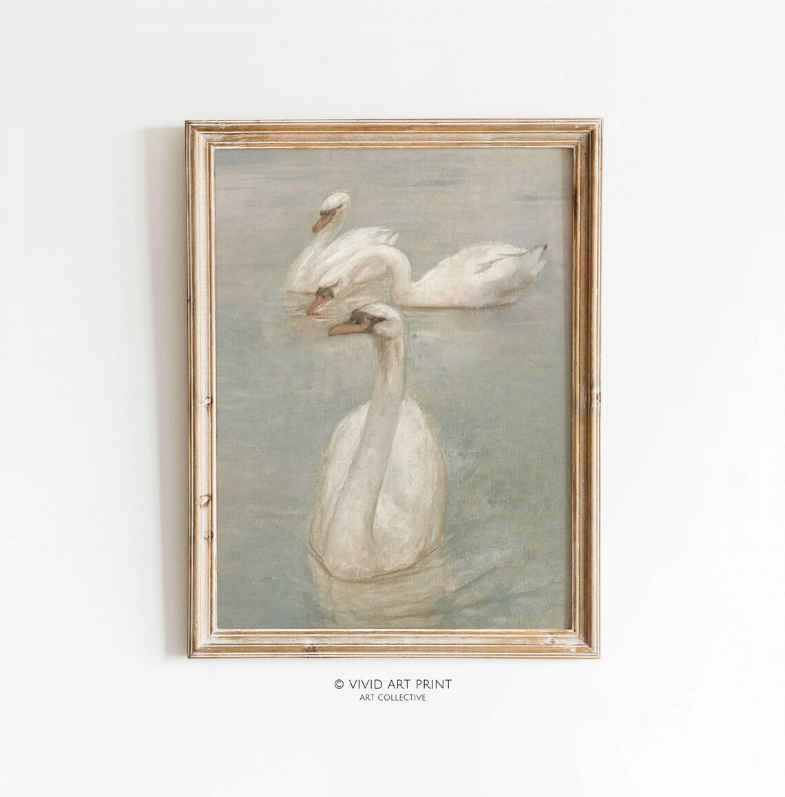 Vintage Swan Art Print, Pastel Farmhouse Nursery Decor