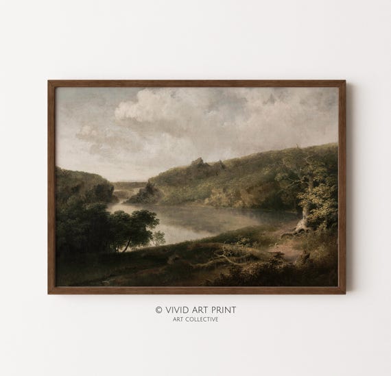 Vintage Rustic Landscape Wall Art Moody Lakeview Valley Living Room Home Decor Vivid Art Print Td 370