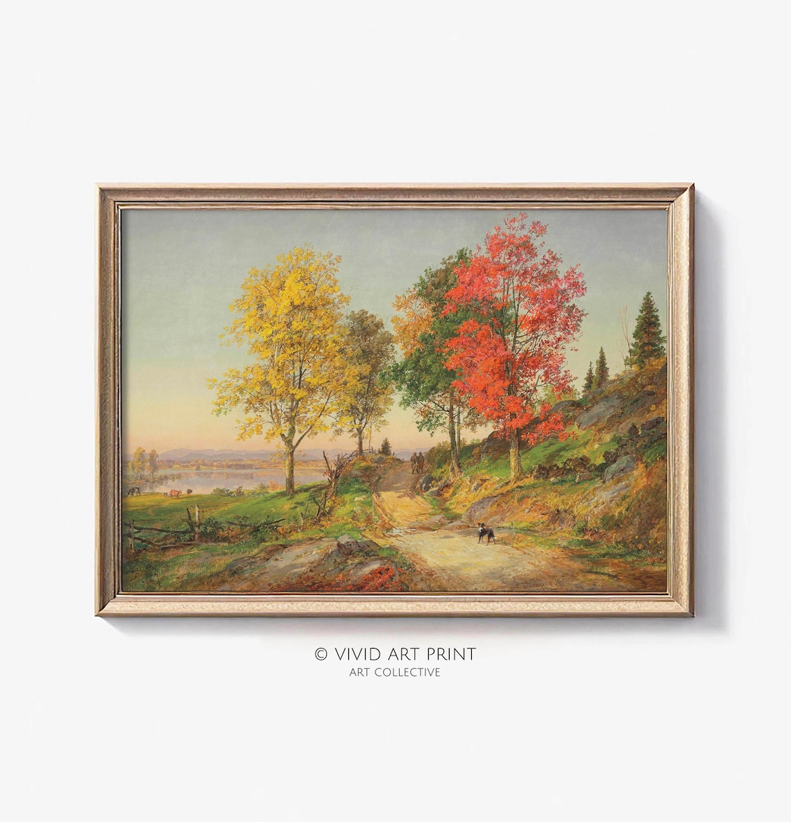 Autumn Landscape Vintage Farmhouse Art Print